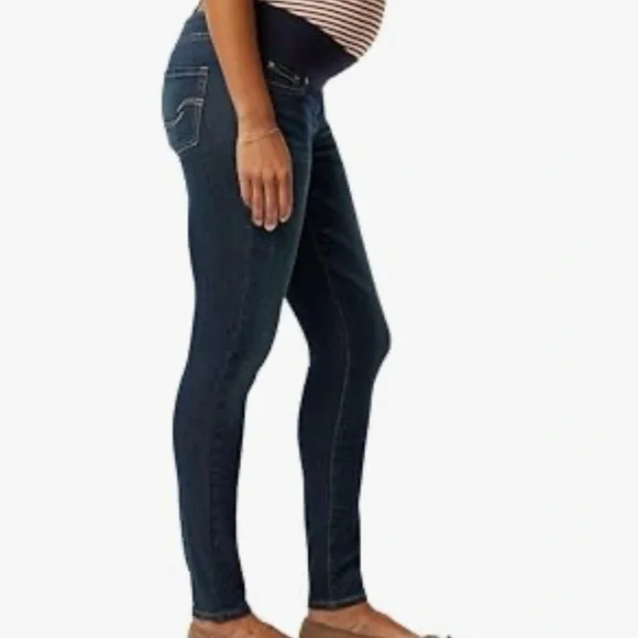 Signature Levi Strauss Dark Blue Maternity Skinny Jean with Stretch Waist XL NWT - Picture 2 of 3